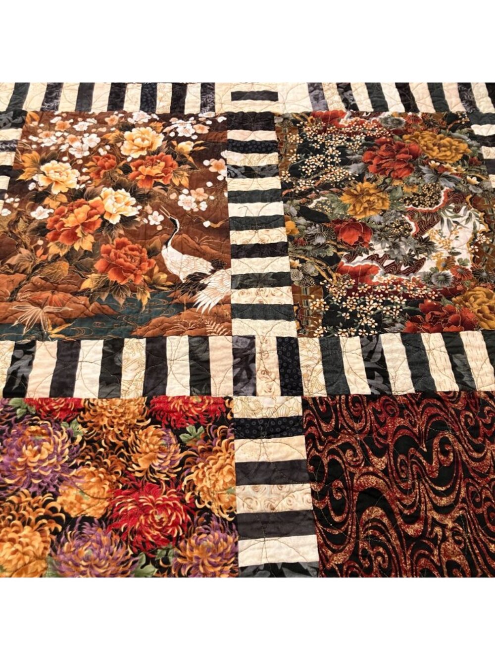 Peggy Taylor 2008 Kite Tails Over Japan Geisha Quilt Blanket 52" x 64" AN NWOT - Picture 11 of 12